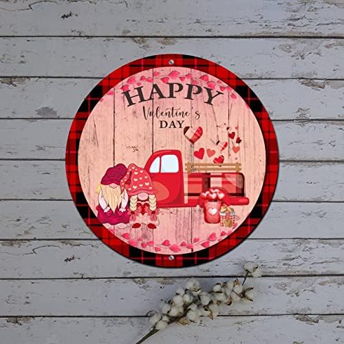 מתכת עגולה יום האהבה שלטי זר שלטי GNOME משאית אדום לב באפלו משובץ עץ גרגר עץ פח יום נישואין קיר