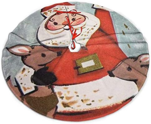 LVESHOP SANTA CLAUS DEER חצאית עץ חג המולד יוקרה עגול מקורה מחצלת חיצונית כפרי חג המולד עץ קישוטי חג