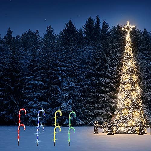 FEGDYI CANDY CANDY CANE מסלול מסלול אורות של 8 קישוטי חג המולד אורות אטומים למים לחג המולד מסלול מסלול חיצוני
