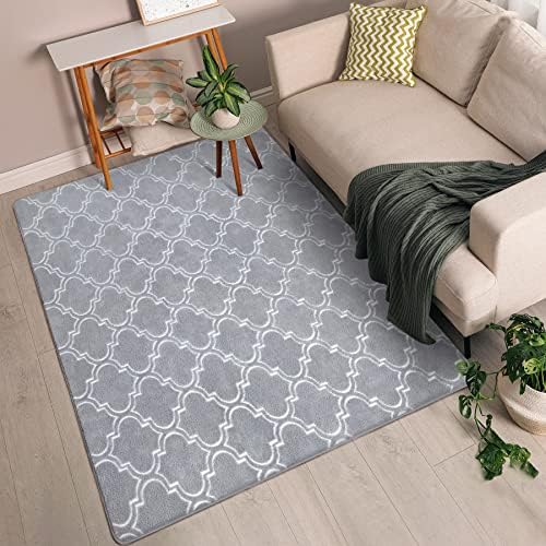 שטיח אזור מודרני גיאומטרי של צ'יקראוג גיאומטרי לחדר שינה, קצף זיכרון 4x6 רגל שטיח מקורה, שטיח פלאפי מרוקאי לסלון