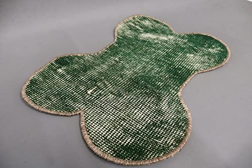 מחצלת שטיחים של כרית סריקאיה, כרית קילים, כרית כלבים בצורת עצם, מחצלת מחמד שטיח וינטג ', מחצלת 14 x20 ירוקה,
