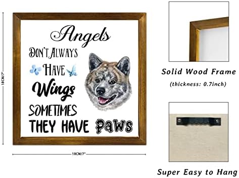למלאכי Luckluccy לא תמיד יש כנפיים לפעמים יש להם כפות עץ שלט עץ קורגי כלב ממוסגר לוחות עץ חיה גור