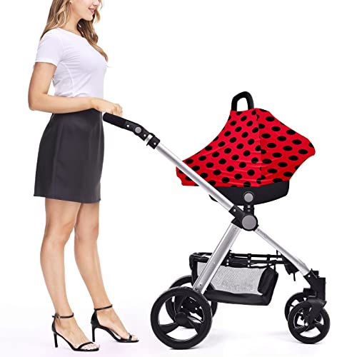 מושב מכונית לתינוק מכסה כיסוי מודרני של פולקה שחור נקודה אדומה כיסוי עגלת צעיף הנקה כיסוי עגלת תינוקות לתינוקות