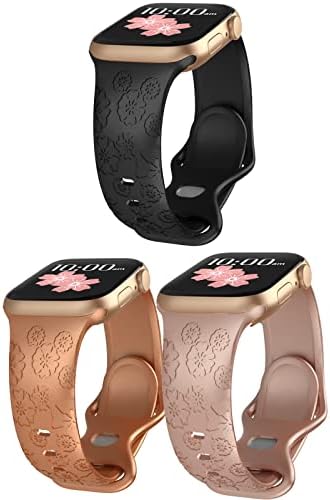 Arsfit 3 חבילות חרוטות תואמות להקת Apple Watch 38 ממ 40 ממ 41 ממ סדרה 8,3D פרח חרוט תואם לסדרת Apple Watch