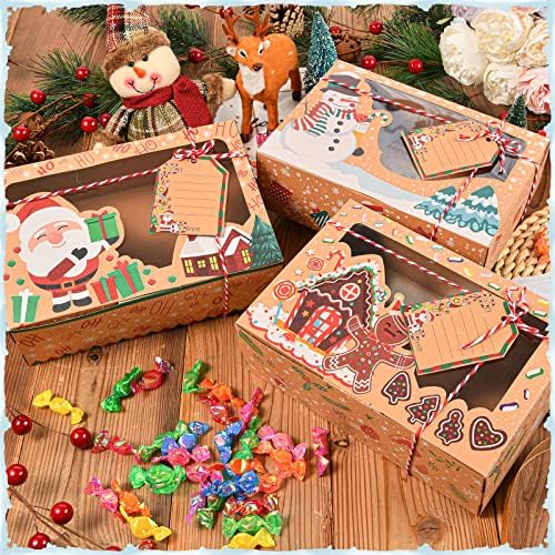 9-חבילת חג המולד קוקי קופסא מתנת חג המולד לחם תיבת עם חלון גדול עור חג אפיית תיבה עם מכסה עבור מאפה עוגות
