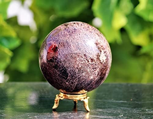 גרנט אדום מלוטש מעולה קריסטל קוורץ כדור אבן טבעי עם מעמד מוזהב צ'אקרות ריפוי מינרלים גולמיים דגימה אורב ריפוי