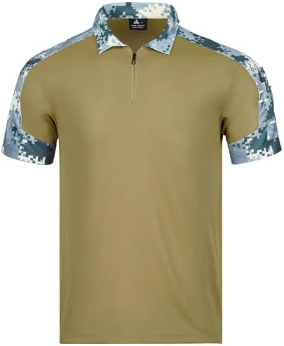 חולצות טקטיות של Zity לגברים חולצות גולף צבאיות שרוול קצר עם חולצת טריקו צבאית של צווארונים