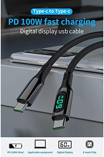 כבל Goxwave תואם לטון LG חינם uvnano fn6 - PowerDisplay כבל PD - USB -C ל- USB -C, תצוגת LED 6 רגל PD כבל ניילון