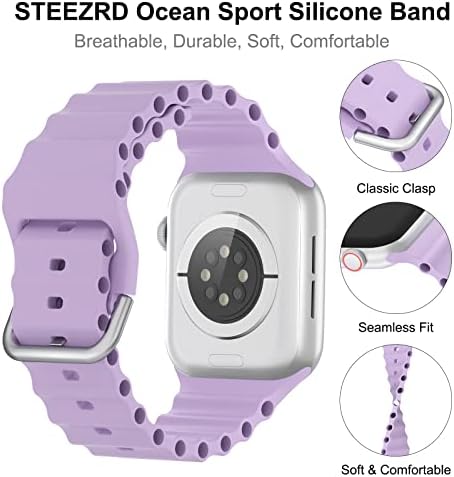 Steezrd Ocean Sport רצועות סיליקון תואמות פס שעון אפל 49 ממ 45 ממ 44 ממ 42 ממ 41 ממ 40 ממ 38