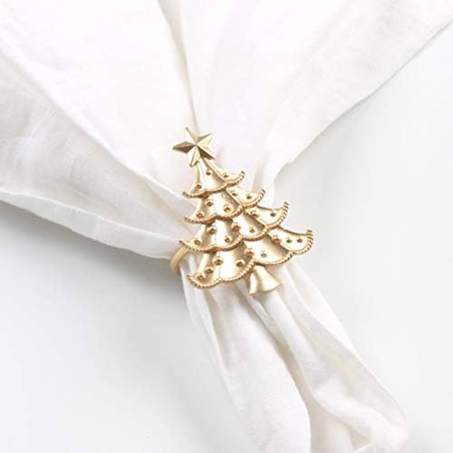 עיצוב גרלנד חרוזים 3 יחידות מעודנות עץ חג המולד בצורת מפית מפית טבעת מפיות מתכת יצירתית אבזם מפיות למסיבות בית