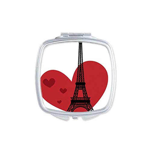 אהבת לב אייפל מגדל צרפת ציון דרך מראה נייד קומפקטי כיס איפור כפול צדדי זכוכית
