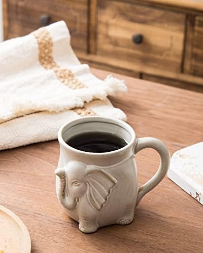 אינקריץ ' ספל תה פיל 20 עוז, ספל קפה קרמי גדול, עיצוב פיל חמוד 3 ד, ספל ייחודי ויצירתי לקפה, תה, קקאו חם ועוד