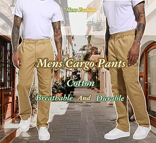 מכנסי מטען של מגקומסן למכנסי כותנה מזדמנים של מכנסי כותנה מזדמנים מכנסי עבודה קלים חיצוניים מכנסיים מרובים