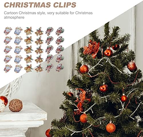 Veemoon 30 PCS דפוסי חג המולד מיני תזכיר עץ תזכיר צילום קטעי כביסה על קישוט חג המולד