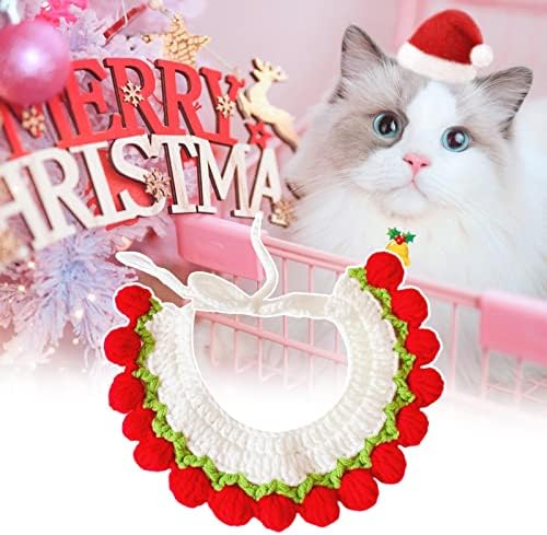 חיות מחמד חג המולד צווארון מתכוונן המושך את העין מפנק יד ארוג נאה להתלבש פוליאסטר אדום צבעונים גור צווארון עבור