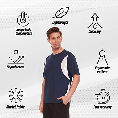 אימון חולצות לגברים, לחות הפתילה מהיר יבש פעיל ספורט גברים של כושר ביצועים רופף בכושר חולצות