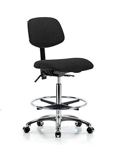 לבטק ישיבה סגן 41640 בד גבוהה ספסל כיסא כרום בסיס, כרום רגל טבעת, כרום גלגלים, אפור