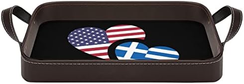 יוון ארהב דגל מעור דגל מגש דקורטיבי בהגשה בהגשה בהגשה מארגן אחסון מגש עם ידיות למלון היתי