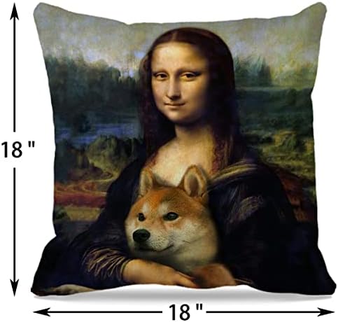 גיצ'וגי כלב נושא 18 ″ × 18 ″ מצחיק מונה ליסה ושיבה אינו זריקה דקורטיבית מארז כרית לסלון ביתי בנות