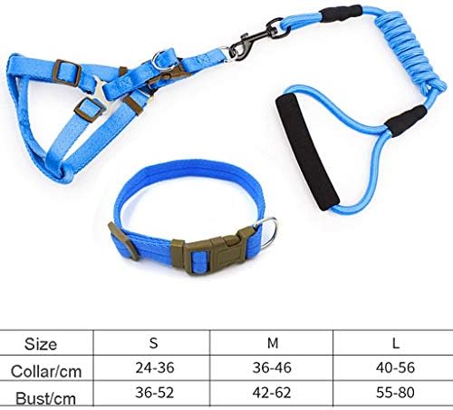 Ouyj כחול כחול שלוש חלקים רצועת רצועה צווארון כלבים מתכוונן ונוח ציוד לחיות מחמד נוח