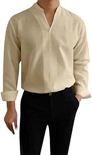 XXBR 2022 Mens New Mens V צוואר חולצות שרוול ארוך עמדת צווארון רגיל גברים מתאימים גברים עסקיים חולצה מזדמנת