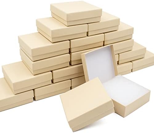 קופסות מתנת תכשיטי קרטון לבן 20 מארז 3.5 6.5 1 אינץ', שלה תחול על הצגת שרשראות, טבעות, צמידים, עגילים