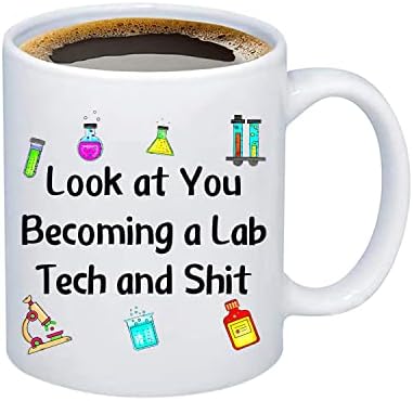 אוג ' ימס מעבדה טק קפה ספל מעבדה שבוע מעבדה טכנולוג מתנה להסתכל אתה הופך מעבדה טק וחרא רפואה טכנאים מתנה