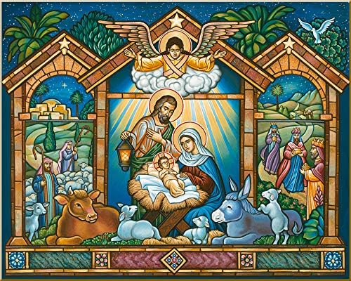 סמלי מנזר בוא תן לנו להעריץ המולד של ישו רכוב שלט רבייה סמל חג המולד 14 איקס 11