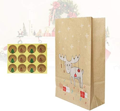 12 יחידות קראפט נייר מאפיית שקיות חג המולד מתנת סוכריות לטפל שקיות שקי עם 12 איטום מדבקות
