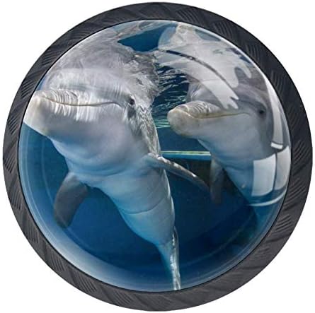 דולפין מתחת למים מגירה מושך ידיות ארון הלבשה שולחן שידת ידית משיכה ידית עם ברגים 4 יחידות