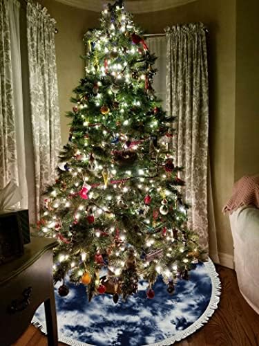 Xollar 48 אינץ 'גדול עץ חג המולד חצאית מחצלת עניבת צבע תקציר כהה, קישוטים לעץ חג המולד לחג מסיבת