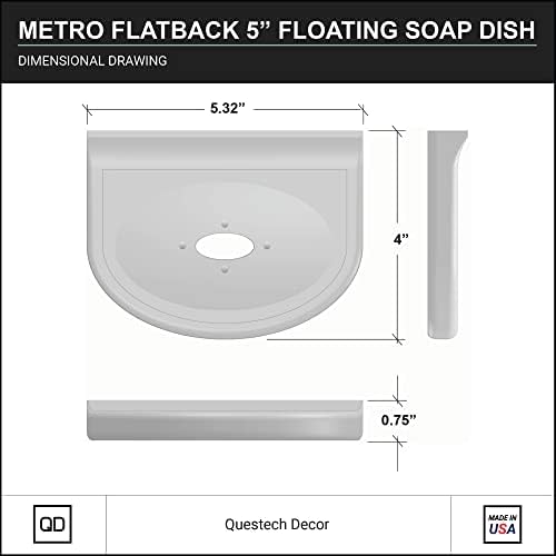 עיצוב Questech 5 אינץ 'סבון סבון מדף מקלחת צף, רכוב רכוב קיר לקירות מקלחת אריחים, מארגן אחסון קאדי אמבטיה, עיצוב