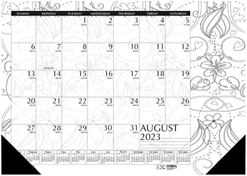 בית הדוליטל 2023-2024 לוח השנה החודשי של כרית השולחן, אקדמאי, שחור לבן, 22X17 אינץ ', אוגוסט - יולי