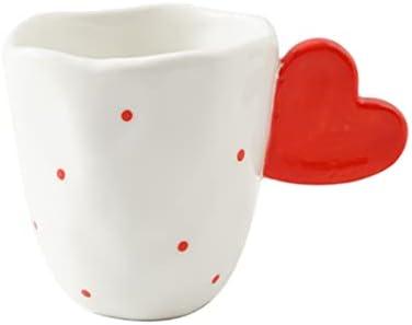 SDFGH אדום לב אדום אחיזת קרמיקה כוס כוס אדום אדום פולקה נקודה כוס קפה ספלי קפה פשוט מתנה אהבה פשוטה
