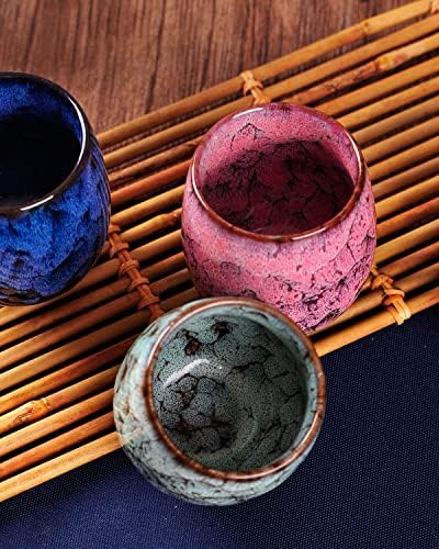 קרמיקה קרמיקה כוס תה סינית פו פו, כוסות תה יפניות, סט כוס בן זוג ירבה של 4, 150 מל/5oz