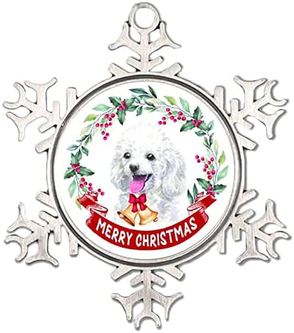 Merrychristmas כלב חיות מחמד 2022 קישוטי עץ חג המולד 2022 זר ירק כלב חג המולד צורת פתית שלג קישוט