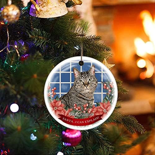 שם חיית המחמד המודפס דו-צדדי חתול קישוט לחג המולד קרמיקה, חידוש לחברים משפחתיים ילדים, חובב חיות