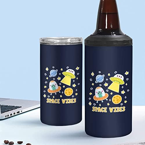 Vibes Space Vibes Slim Can Can Corer יותר - UFO Can Con Cooler - כוכבים רזים מבודדים CAN CAN
