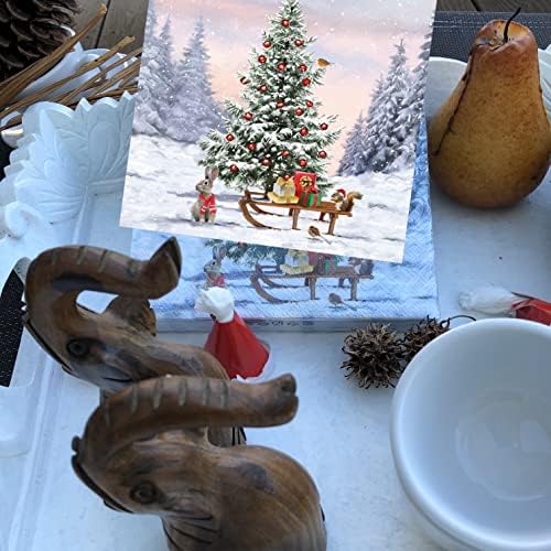 20-CT 3-שכבות 13x13 שלג מפיות חג המולד ילדים מפיות חג המולד נייר נייר קוקטייל חג המולד מפיות נייר