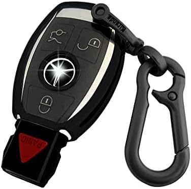 Kirsnda עבור מרצדס Benz Key Fob Cover Case עם מחזיק מפתחות, מארז מפתח/עור רך TPU, Fit C E S G-Class