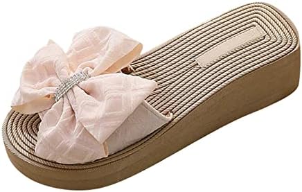 נעלי בית לנשים מקורות חיצוניות אביב אביב קיץ קשת ריינסטון פלטפורמה טריז חוף כפכפים קיץ סנדלים בית נעלי