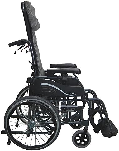 קרמן ויפ 515 38 ק ג כיסא גלגלים קל משקל הטיה בחלל עם משענות רגליים נשלפות בשחור יהלום