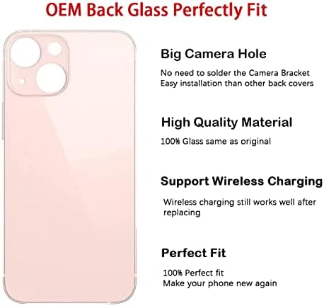 החלפת זכוכית אחורית אחורית לאייפון 13 מיני 5.4 אינץ ' עם ערכת כלים לתיקון