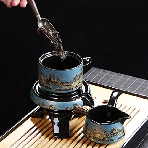 Genigw ביתי מבשלת תה סיבוב אבן סיבוב טחנת תה אוטומטי שלם עם קומקום ותה ספל תה