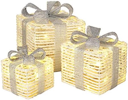 חג המולד אור עד טינסל מציג מתנות קופסות מתנה עם קשתות קישוטי סט