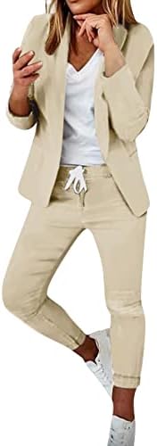 בליזר סטי נשים 2 חתיכה תלבושות פורמליות עסקי חליפת עבודה פתוח קדמי בלייזר ומכנסיים עבור משרד