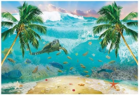 עץ מצחיק 7 על 5 רגל מתחת למים גל רקע אוקיינוס חוף פנטזיה התת צב דקל עץ רקע קיץ טרופי ילדים