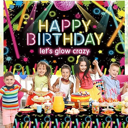 ניאון שמח יום הולדת רקע לתת זוהר מסיבת צילום רקע מתיז גרפיטי ציור מפת שולחן קישוטי למבוגרים יום הולדת