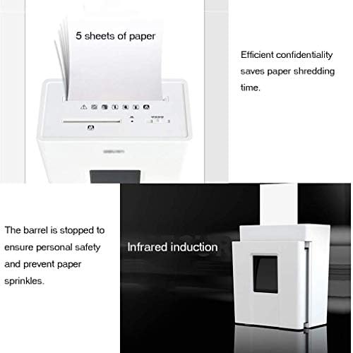 מגרסת נייר חתוכה צולבת, קיבולת גיליון 5, חובה רציפה של 10 דקות, טכנולוגיה היברידית בלעדית, לבן