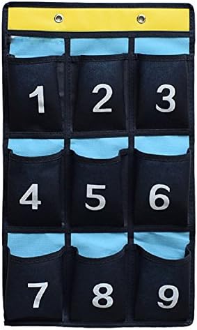 אנייזר ממוספר כיס תרשים מעל דלת תליית בכיתה ארגונית עבור טלפונים סלולריים מחשבונים מחזיקי כחול